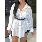 Lovely Casual turndown collar Button Decorative wh