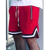 Lovely Men Casual Striped Drawstring Red Shorts