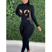 LW SXY Half A Turtleneck Hollow-out Pants Set