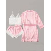 Lovely Sweat Striped Patchwork Bandage Design Pink