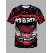 LW Men Casual O Neck Print Black T-shirt