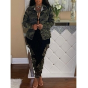 Lovely Sportswear Side Pocket Camo Print Patchwork