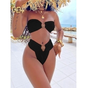 Lovely Sexy Ruched Metal Ring Decoration Black Two
