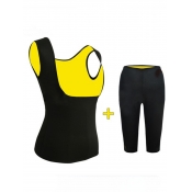 Lovely Casual U Neck Patchwork Black Waist Trainer