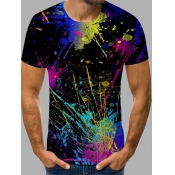 LW BASICS Men Street Splash Ink Print Patchwork Bl