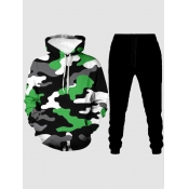 LW Men Hooded Collar Print Hoodie