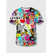 Lovely Girl Casual Cartoon Letter Print Multicolor