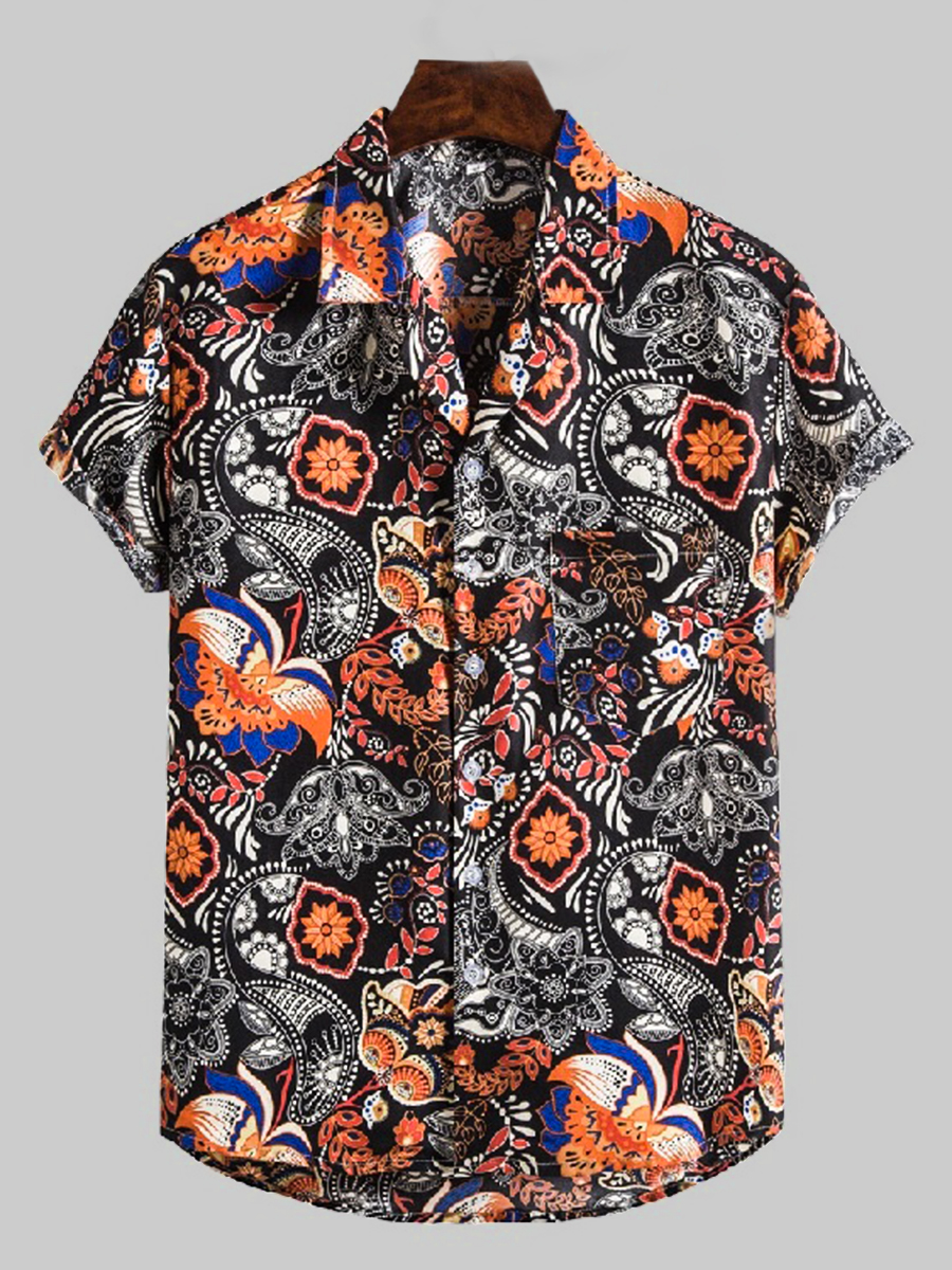 

Lovely Casual Floral Print Patchwork Multicolor Men Shirt, Multi