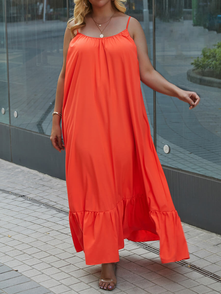 

Lovely Casual U Neck Ruffle Design Croci Floor Length Dress