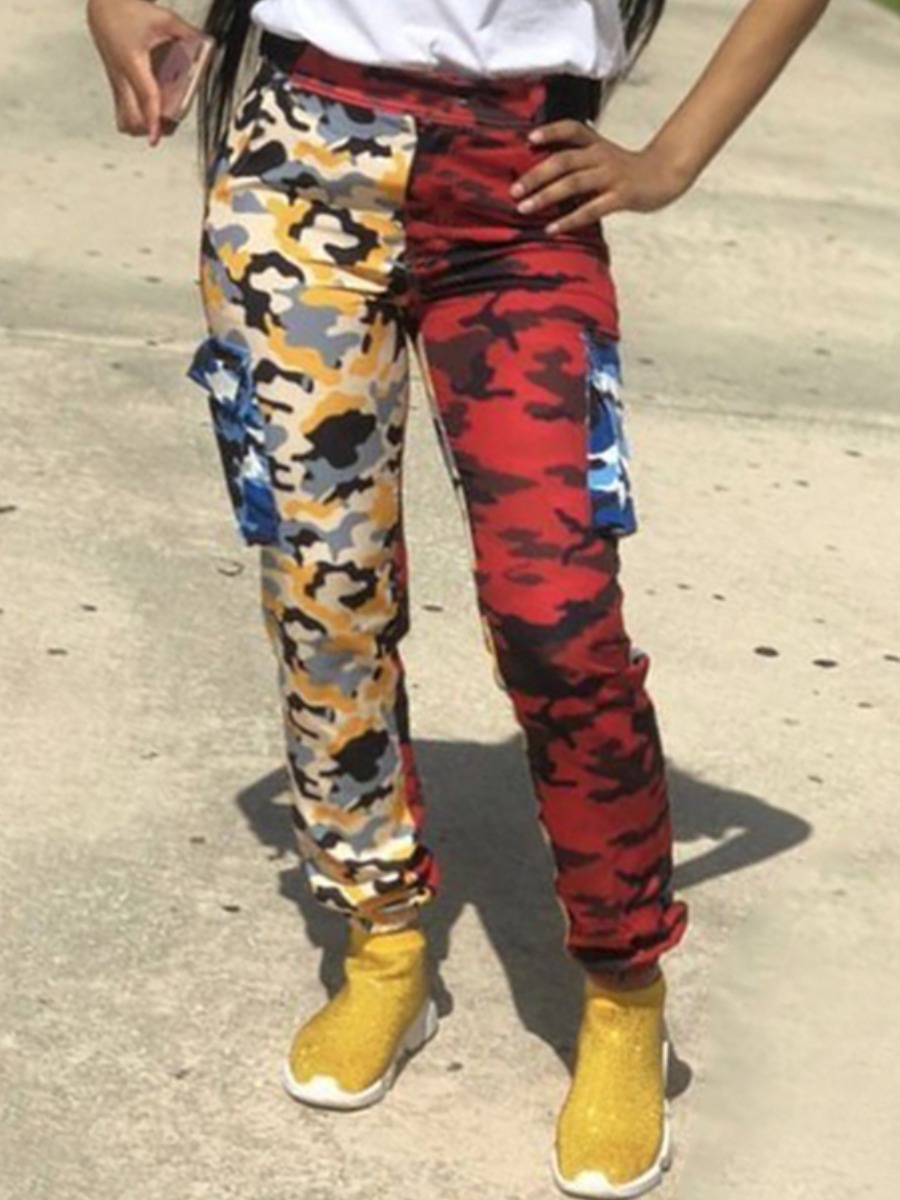 

LW Street Camo Print Side Pocket Multicolor Pants, Multi