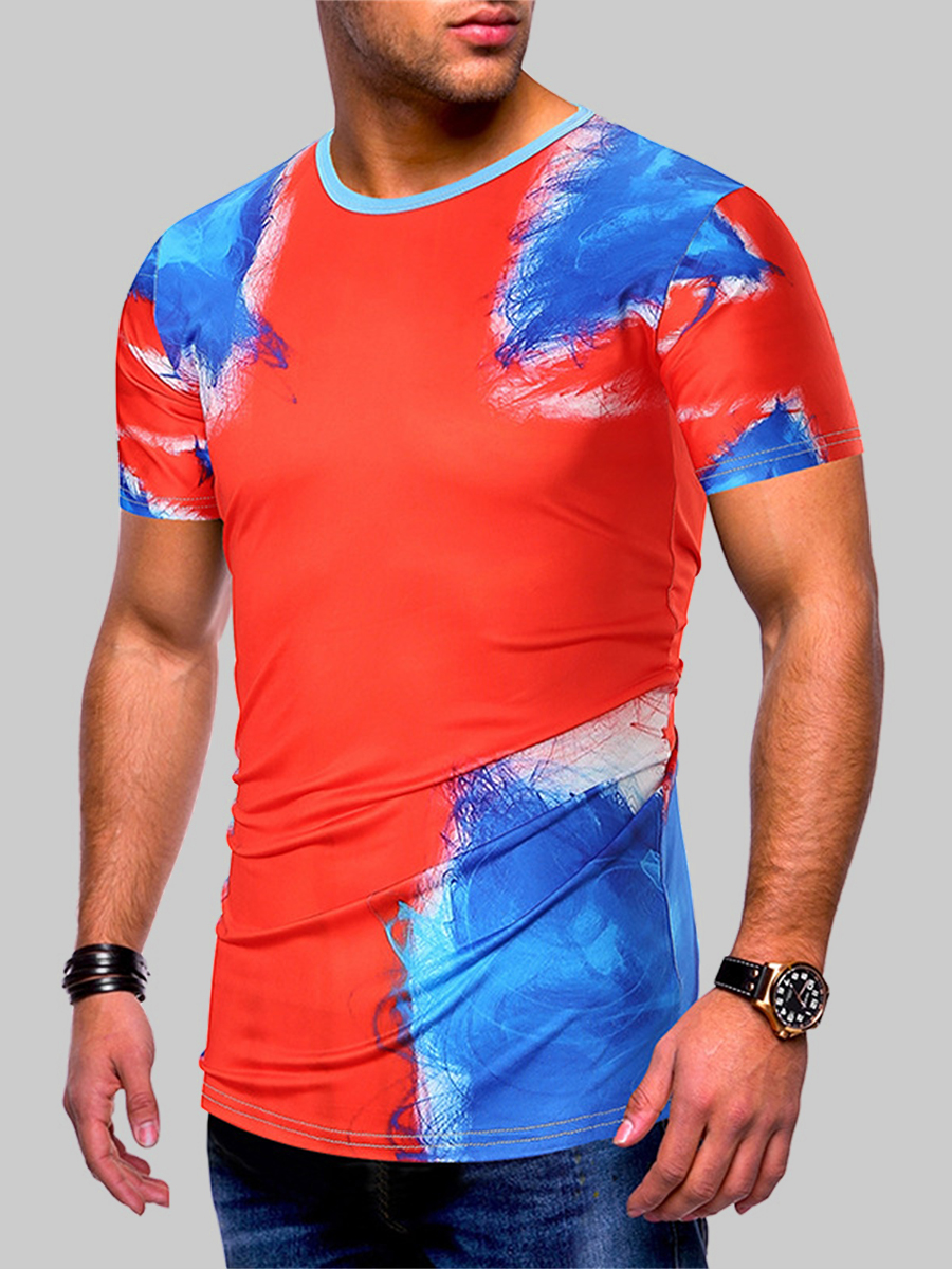 

Lovely Men Casual O Neck Graffiti Print Red T-shirt