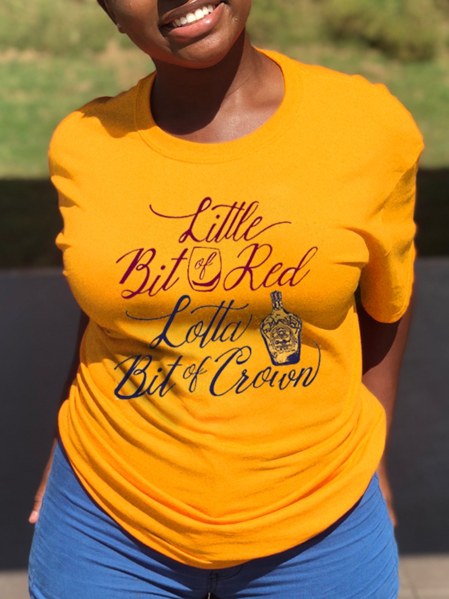 

Lovely Casual O Neck Letter Print Deep Yellow T-shirt