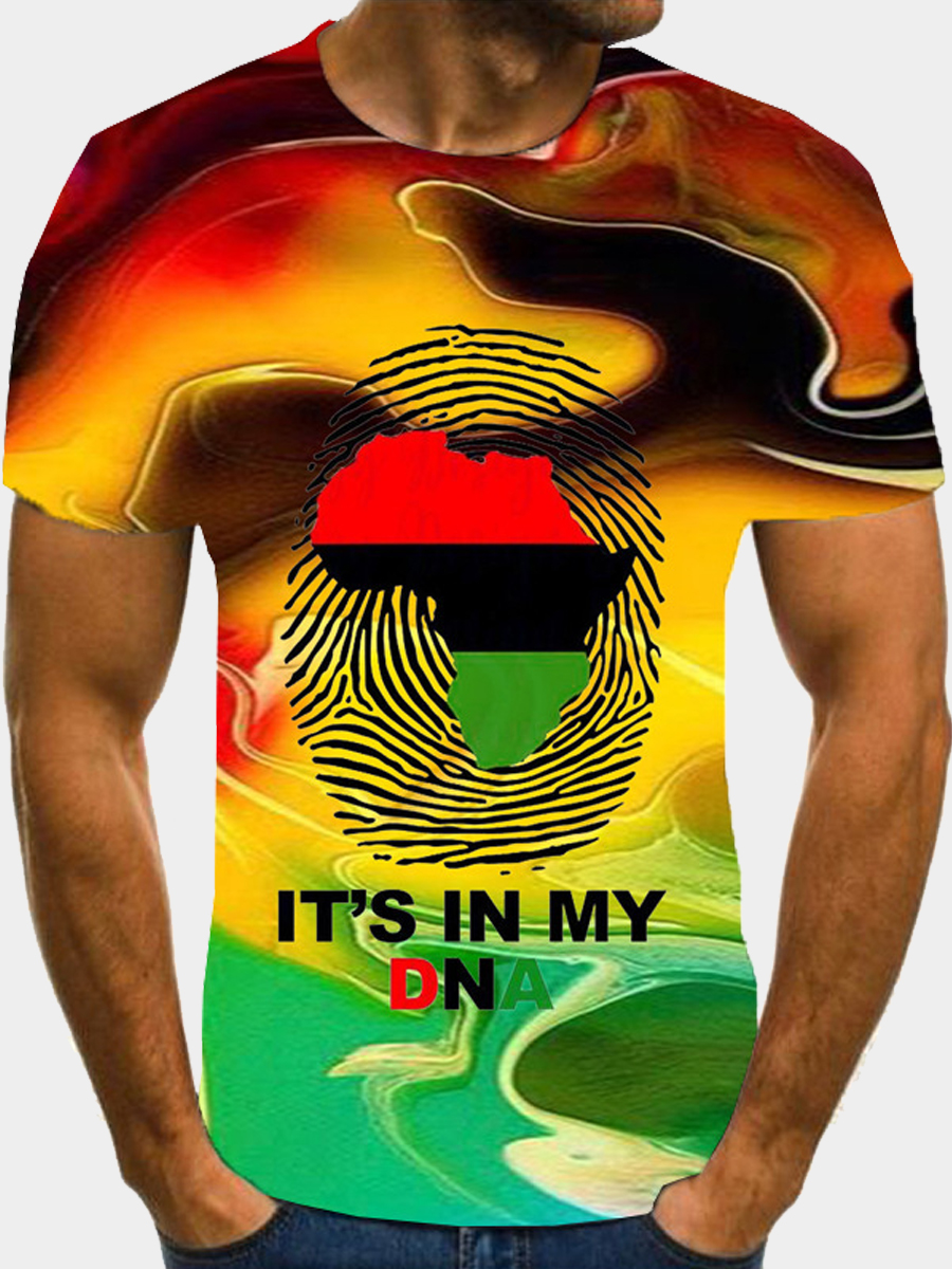 

Lovely Casual O Neck Graffiti Print Multicolor Men T-shirt, Multi