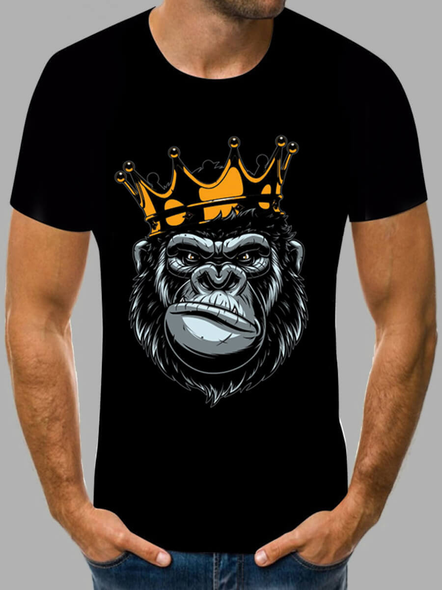 

Lovely Men Casual O Neck Animal Print Black T-shirt