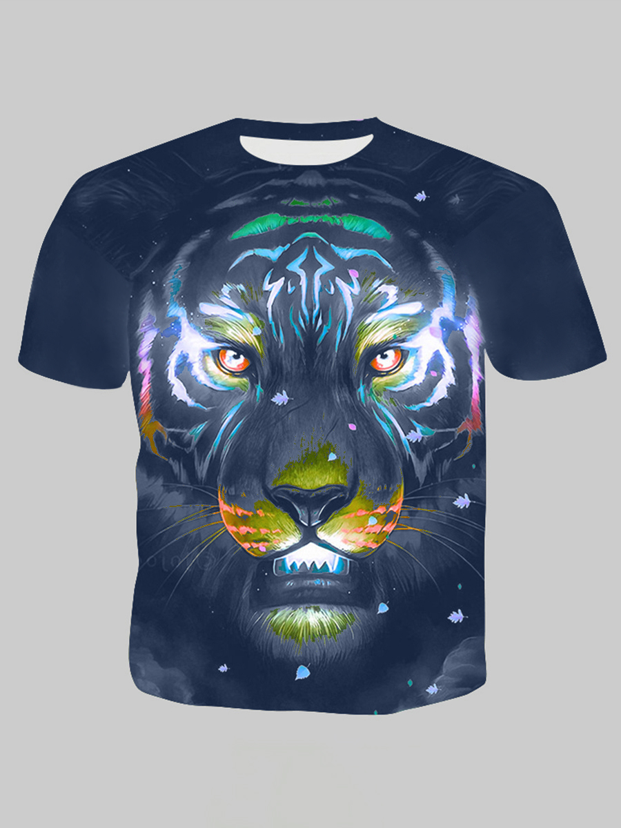 

Lovely Men Casual O Neck Animal Print Multicolor T-shirt, Multi