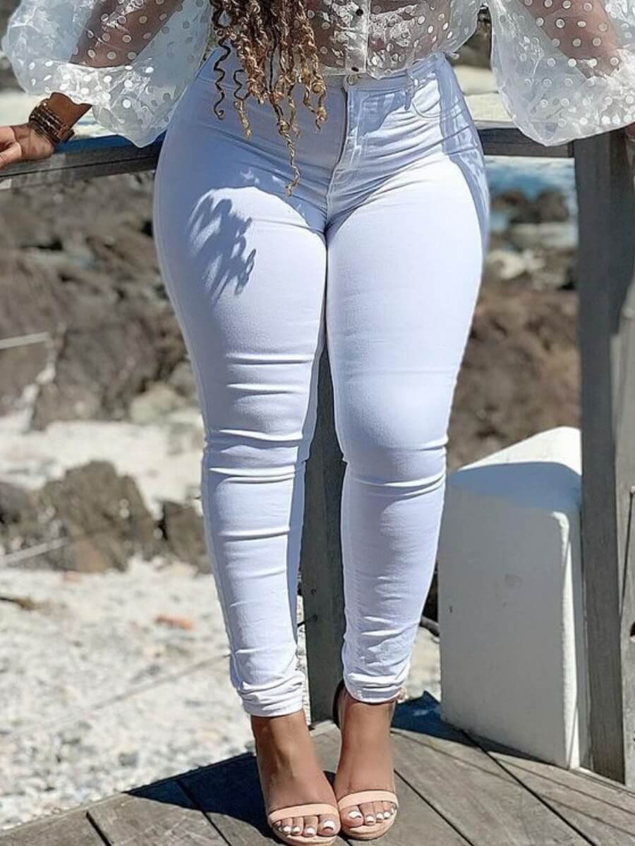 

LW Casual High-waisted Skinny White Jeans