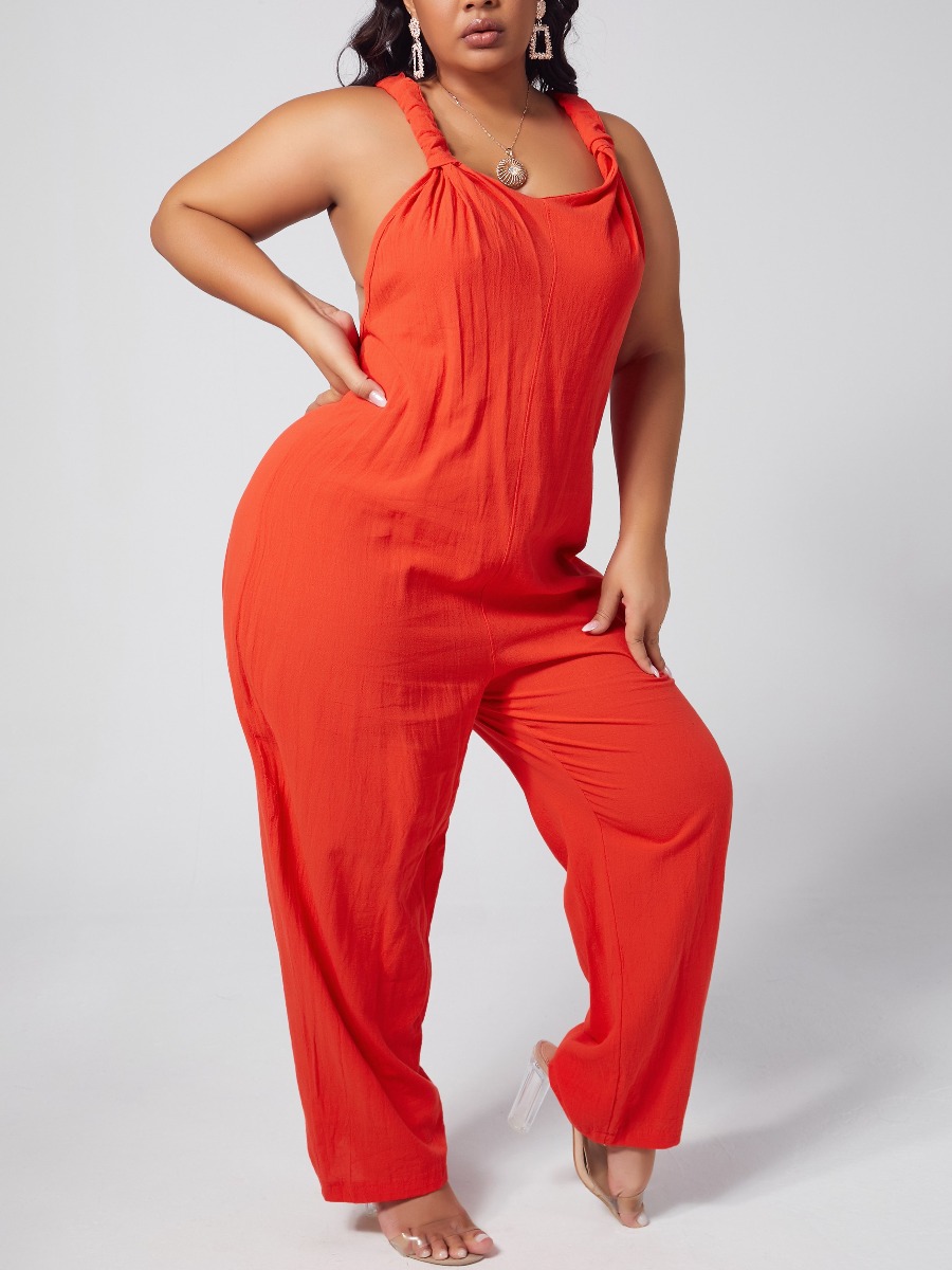 

LW Leisure Loose Croci Plus Size One-piece Jumpsuit