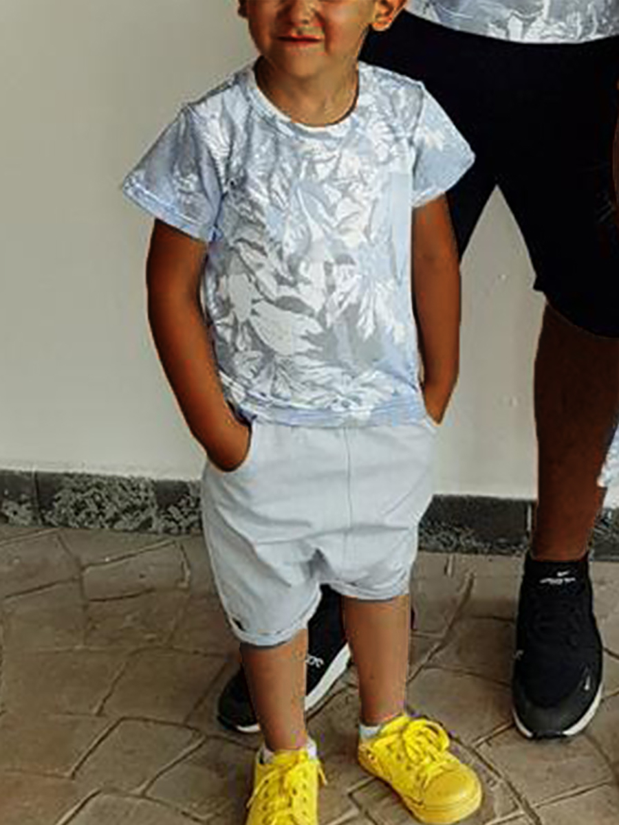 

Lovely Trendy Floral Print Patchwork Boy T-shirt, Boys