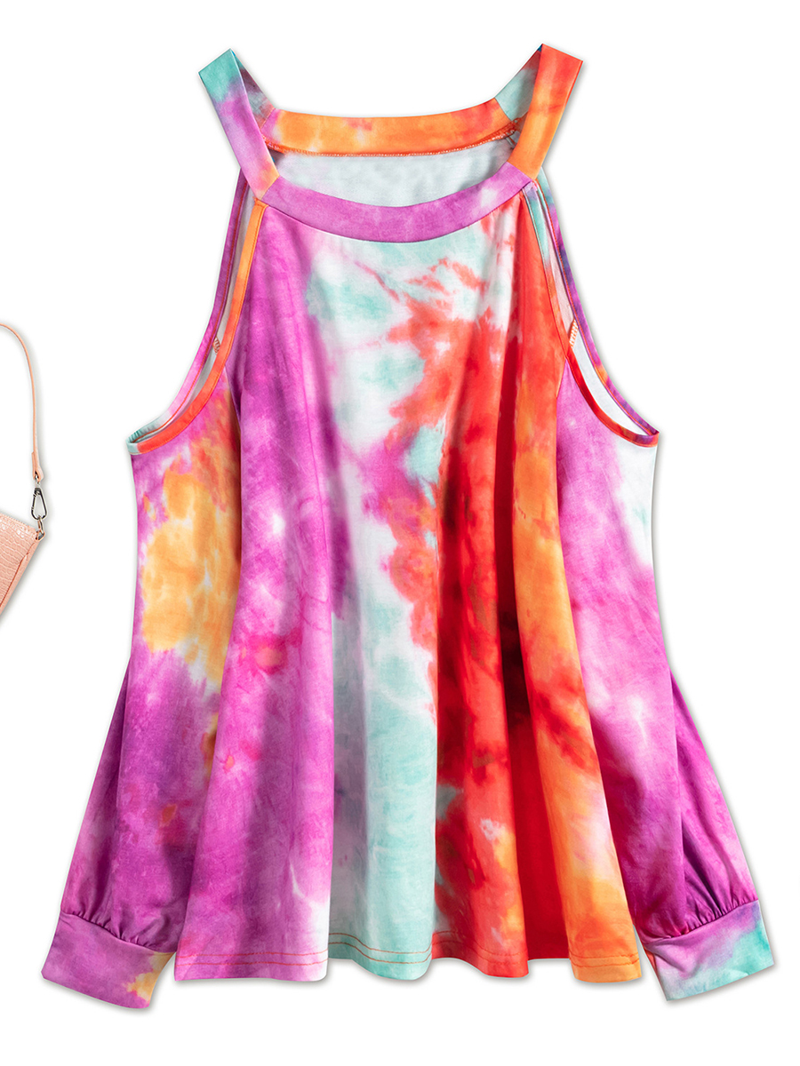 

Lovely Casual Tie-dye Loose Multicolor Plus Size Camisole, Multi