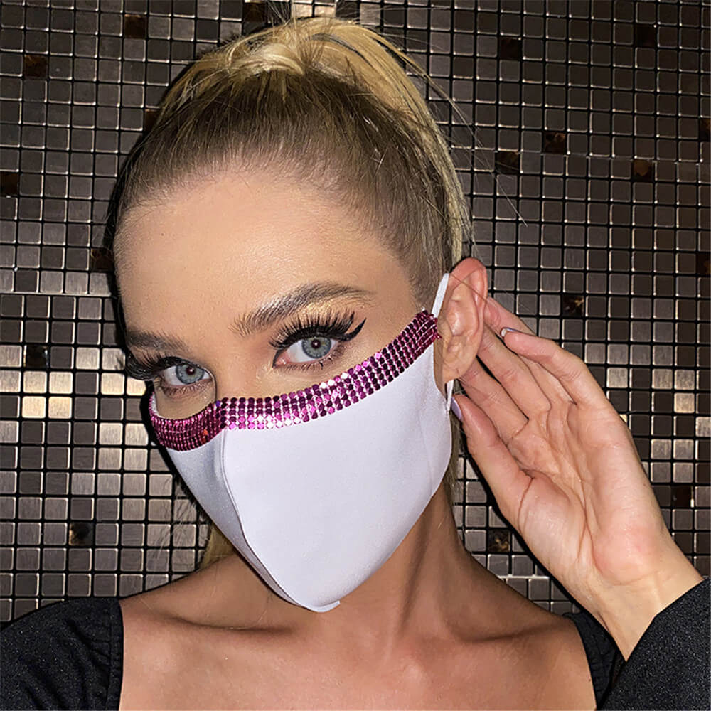

Lovely Chic Sequined Patchwork Rose Red Face Mask