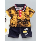 Lovely Boy Stylish POLO Collar Tie Dye Yellow Two 