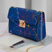 LW Faux Leather Geometric Print Metallic Lock Cros