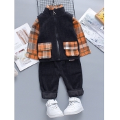 Lovely Boy Casual O Neck Letter Print Black Two Pi