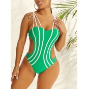 LW Casual Bandage Design Striped Green One-piece S