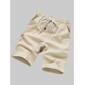 LW Men Casual Mid Waist Drawstring Khaki Shorts