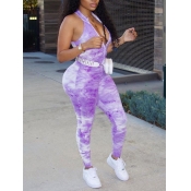 Lovely Casual Tie-dye Skinny Purple One-piece Jump