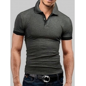 Lovely Men Casual Turndown Collar Button Design Da