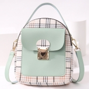 LW Casual Plaid Print Patchwork Metal Accessories 