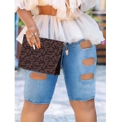 LW Street High-waisted Broken Holes Blue Denim Sho