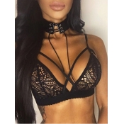 Lovely Sexy Bandage Hollow-out Design Black Bra
