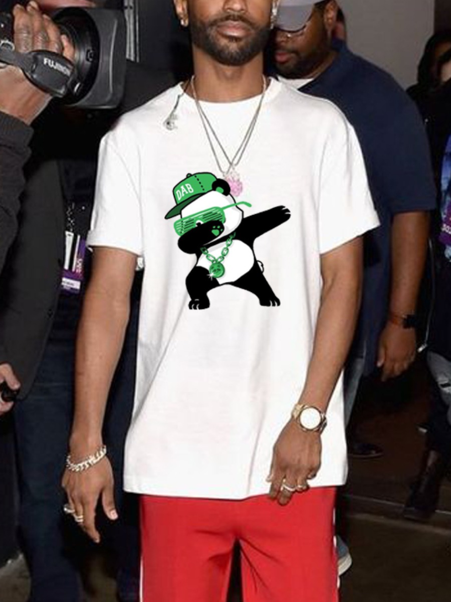 

Lovely Casual O Neck Cartoon Print White Men T-shirt