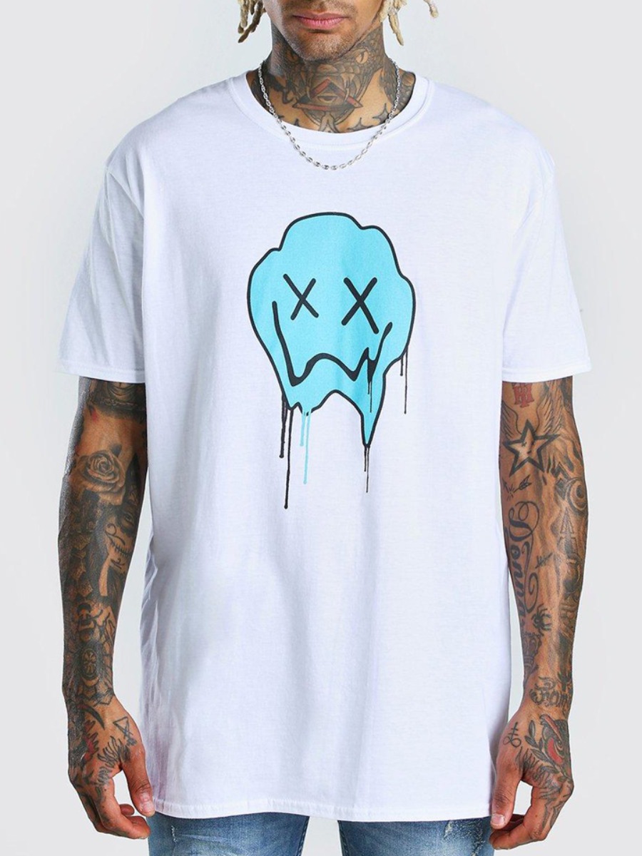 

Lovely Casual O Neck Print Patchwork White Men T-shirt