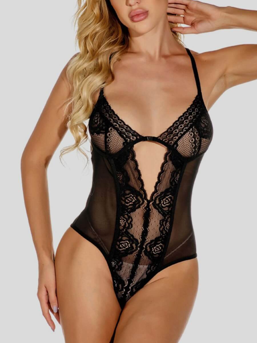 

Lovely Sexy See-through Hollow-out Black Teddies