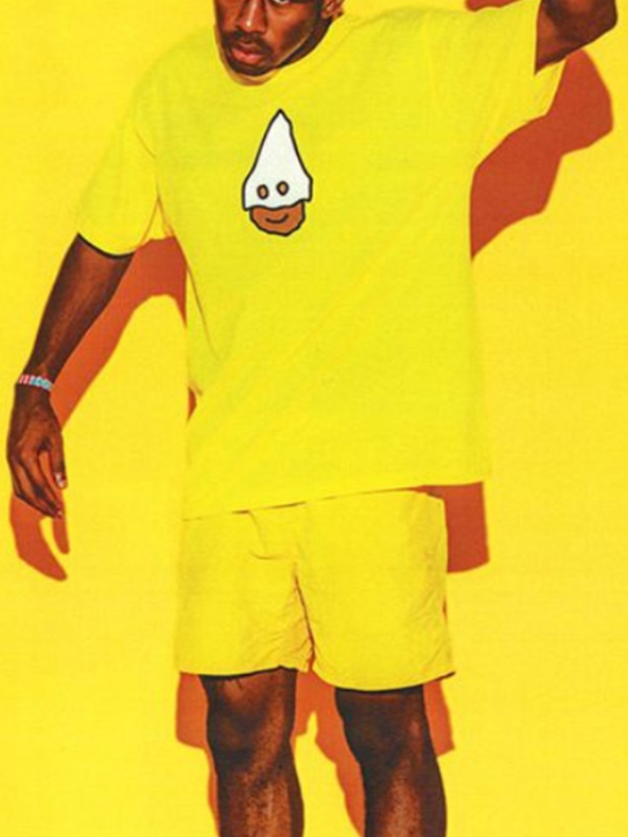 

Lovely Casual Print Drawstring Yellow Men Two Piece Shorts Set