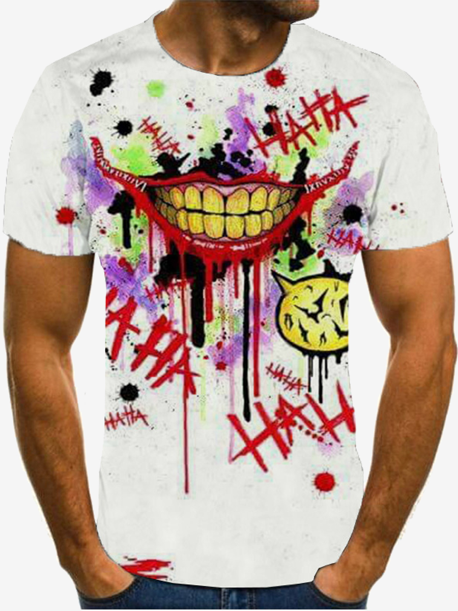 

Lovely Street Graffiti Letter Print White Men T-shirt