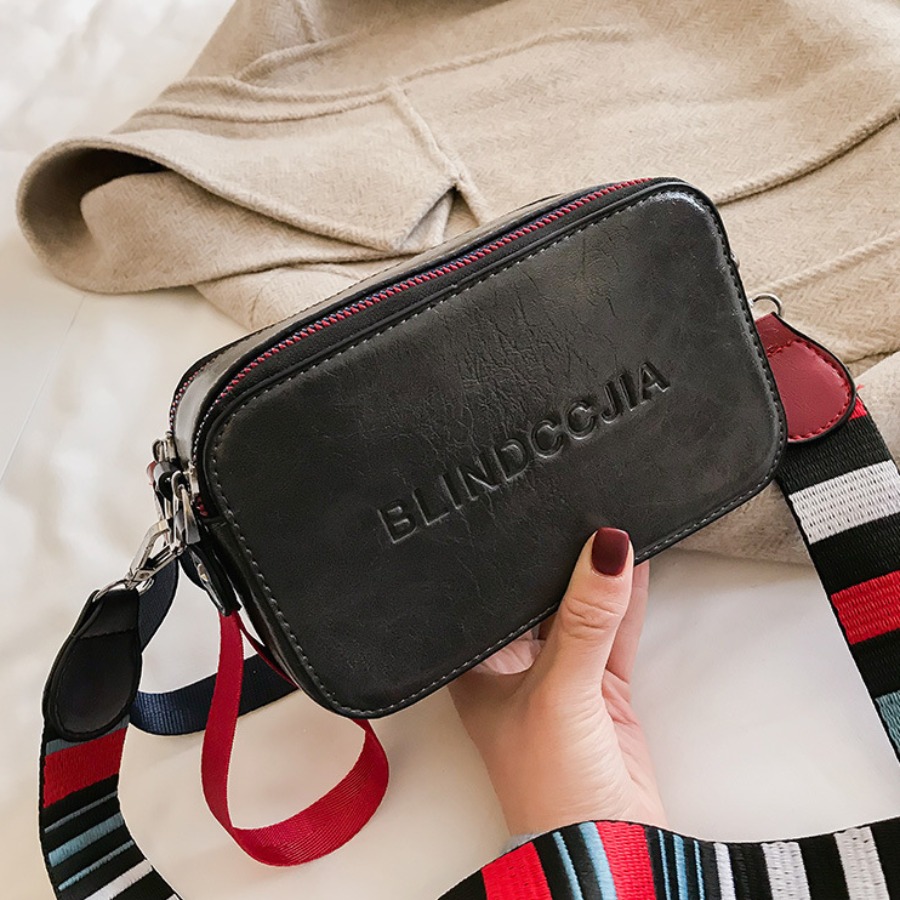 

Lovely Casual Striped Letter Print Black Crossbody Bag