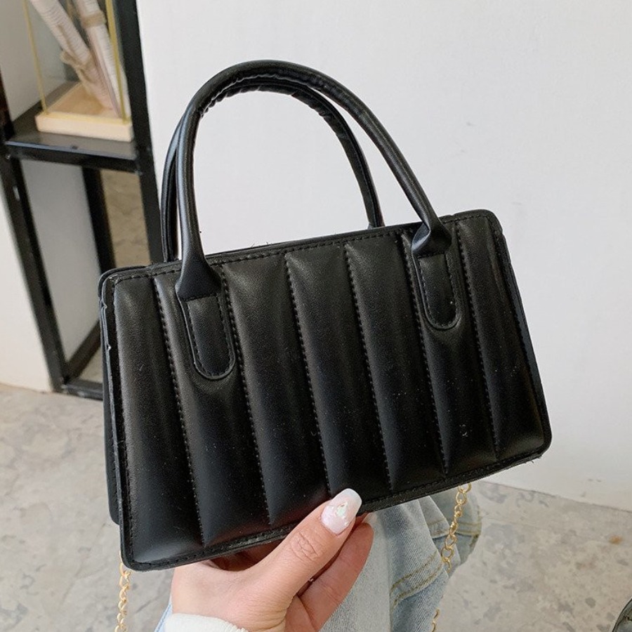 

Lovely Sweet Chain Strap Black Crossbody Bag