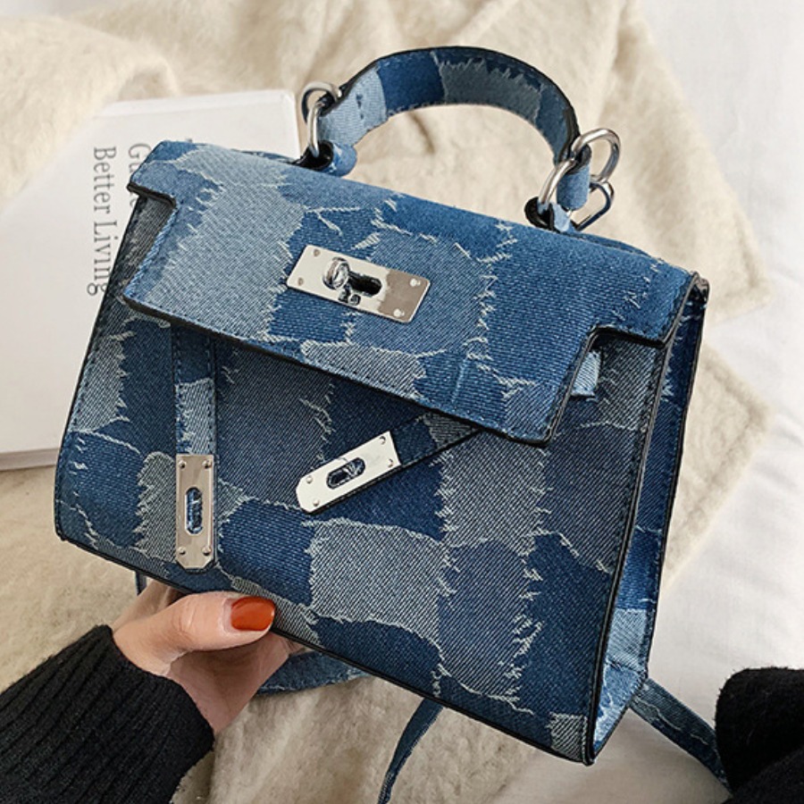 

LW Street Color-lump Metal Accessories Decoration Baby Blue Crossbody Bags
