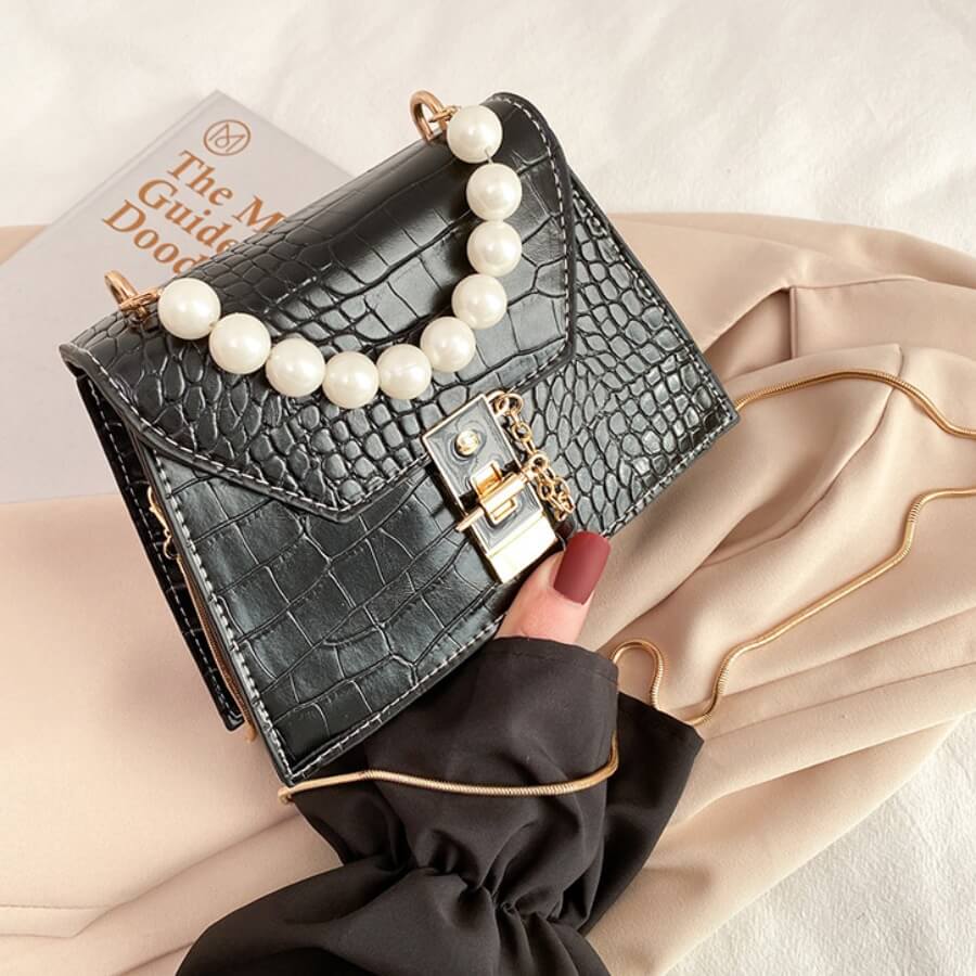 

Lovely Casual Pearl Decoration Black Crossbody Bag