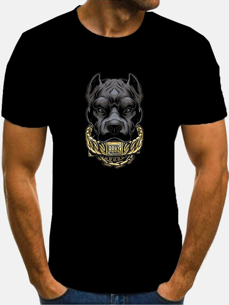 

Lovely Men Casual O Neck Animal Print Black T-shirt