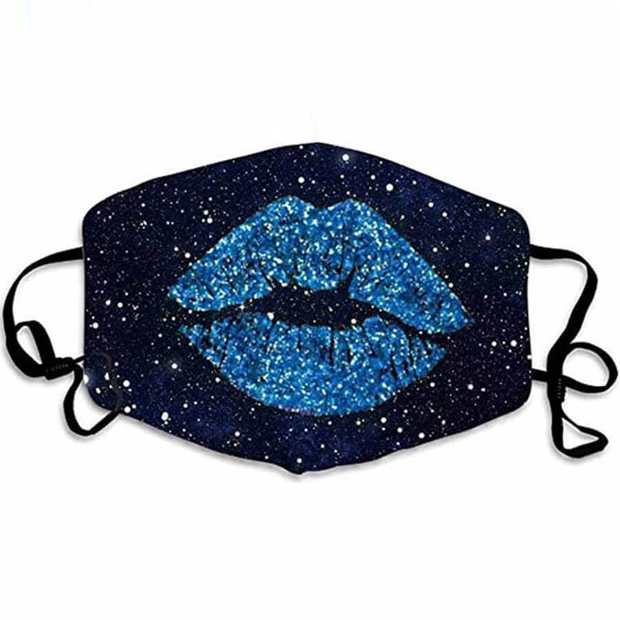 

Lovely Casual Lip Print Sequined Blue Face Mask