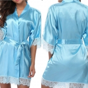Lovely Sexy Cross-over Lace-up Babyblue Babydoll