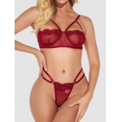 Lovely Sexy See-through Bandage Design Wine Red Br