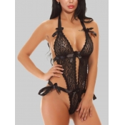 Lovely Sexy Backless Bandage Hollow-out Design Bla