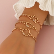 Lovely Casual Star Heart-shaped Gold Bracelet
