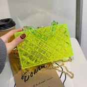 Lovely Casual See-through Chain Strap Green Crossb